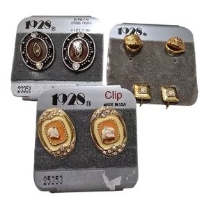 1928 Gold and Orange Clip-On Earrings 4 Sets